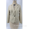 Blazer casual de negocios blanco roto para mujer